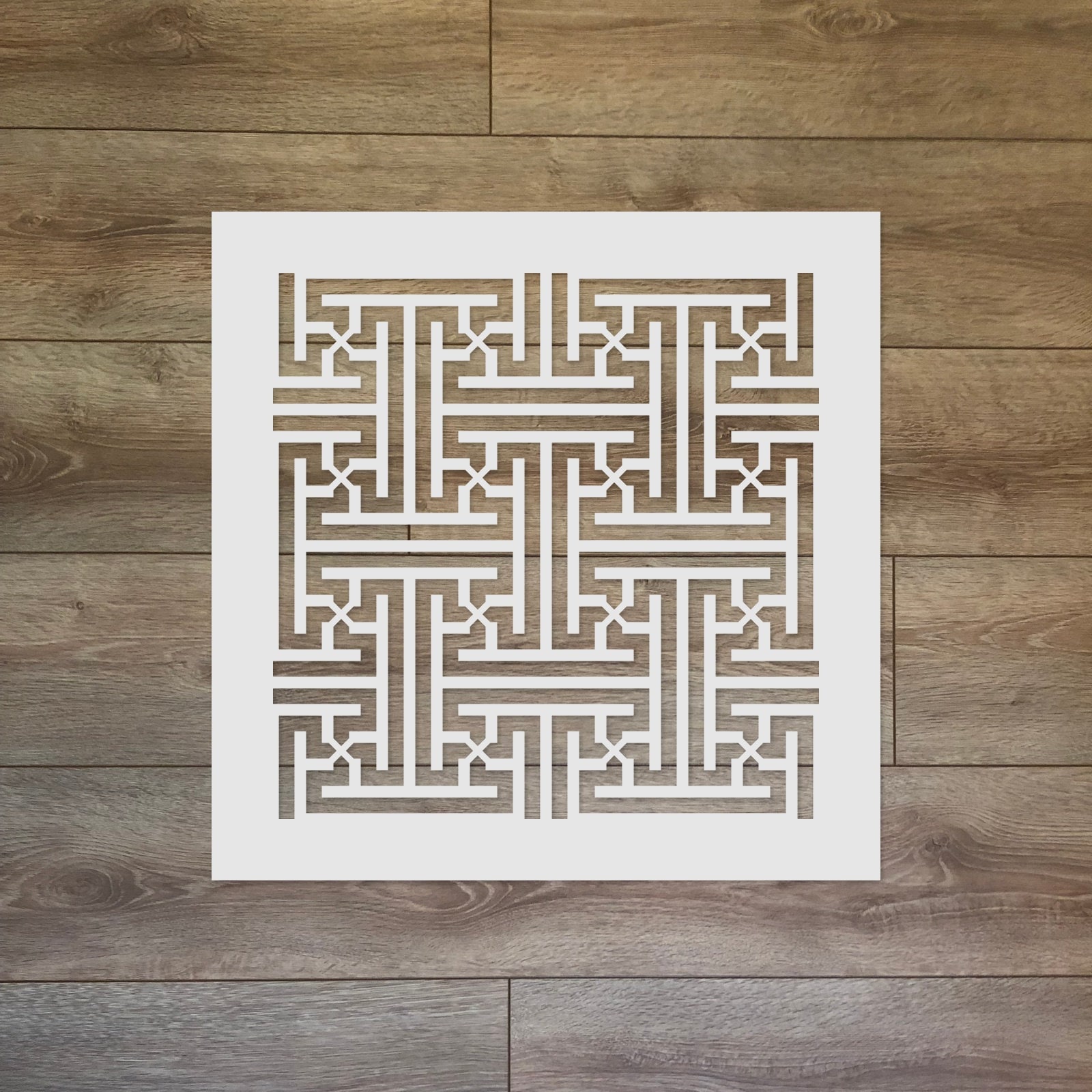 Sayagata Motive - Sacred Geometry Reusable Plastic Stencil