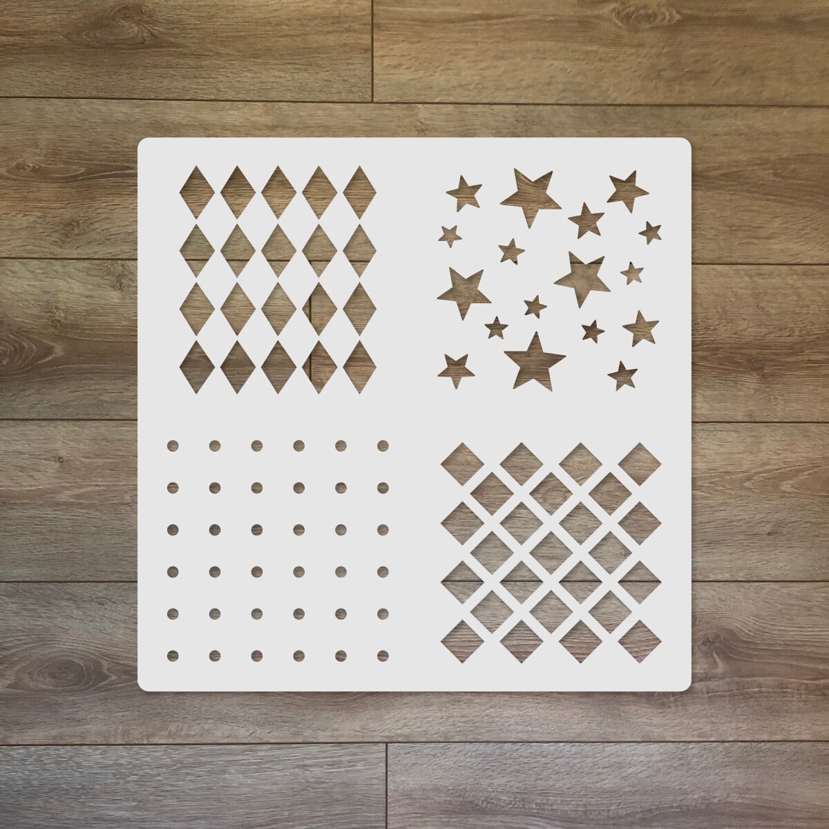 4 Patterns Mixed Media Reusable Plastic Stencil