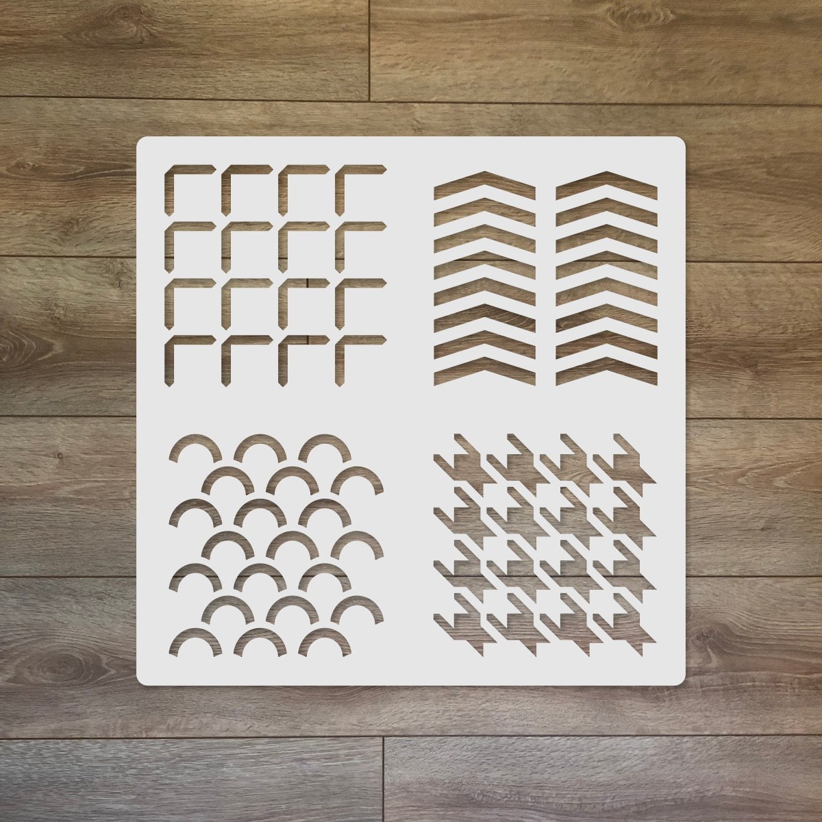 4 Patterns Mixed Media Reusable Plastic Stencil