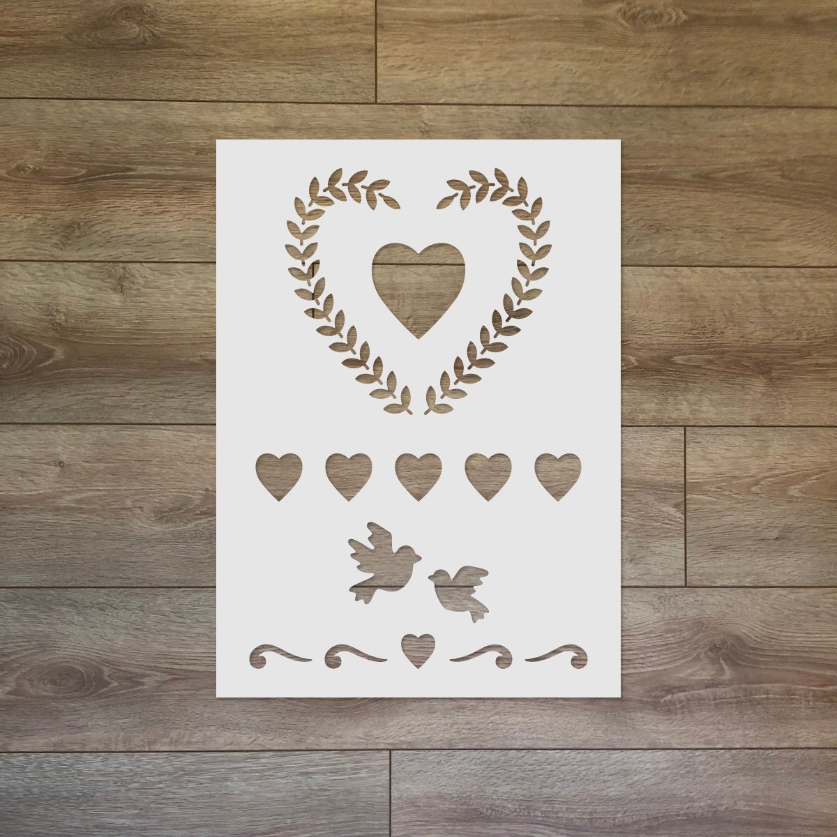 Heart wreath - Love / Valentine's Day Reusable Plastic Stencil