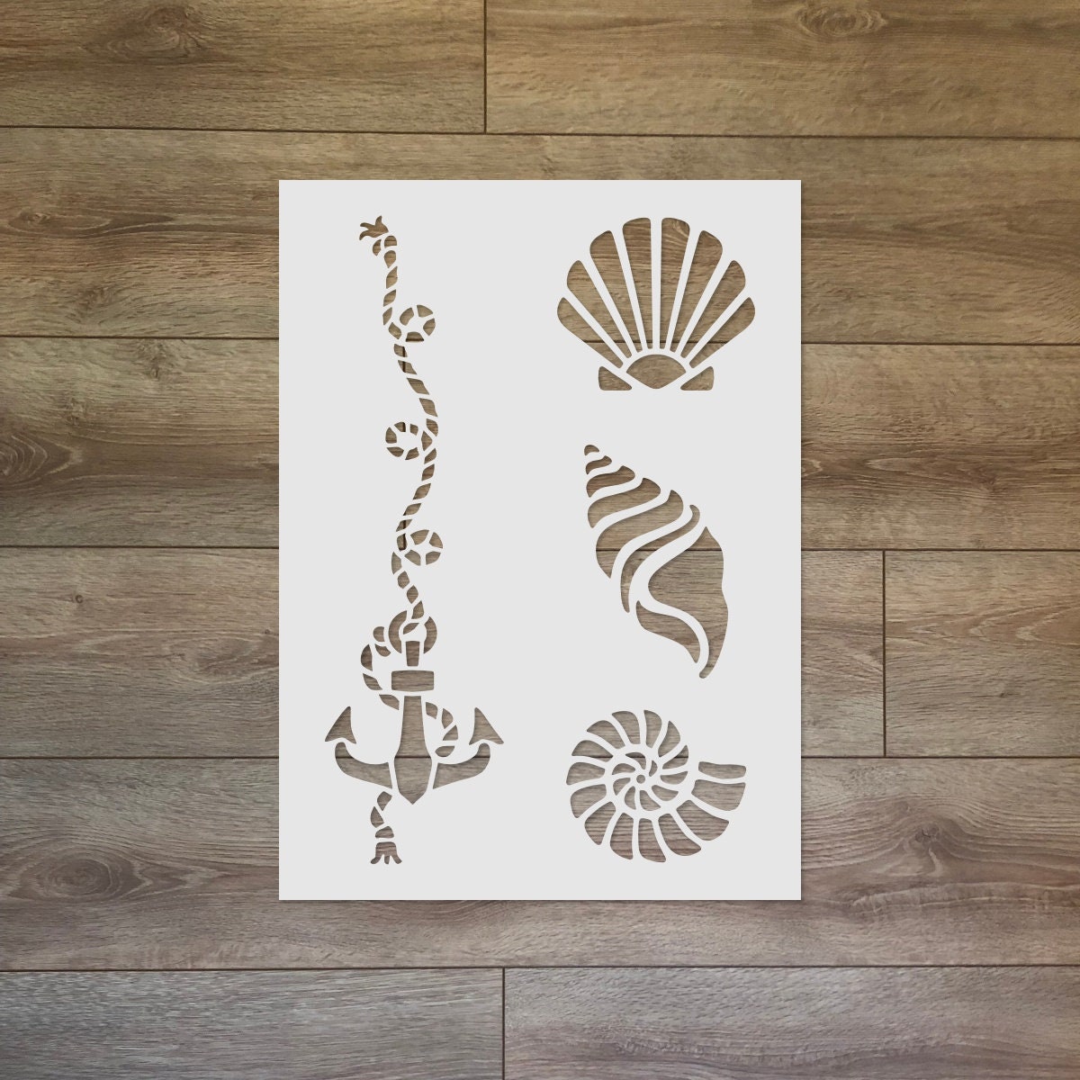 Shells & Anchor Reusable Plastic Stencil