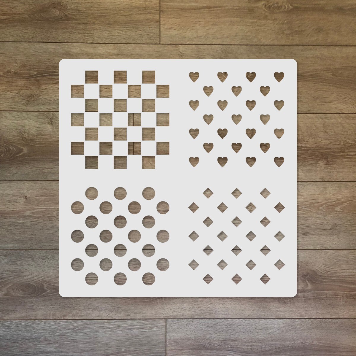 4 Patterns Basic Mixed Media Reusable Plastic Stencil