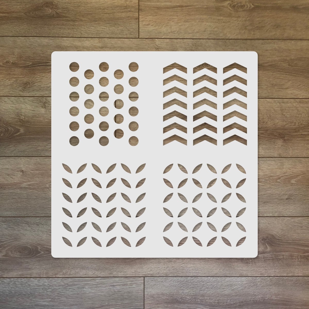 4 Patterns Basic Mixed Media Reusable Plastic Stencil