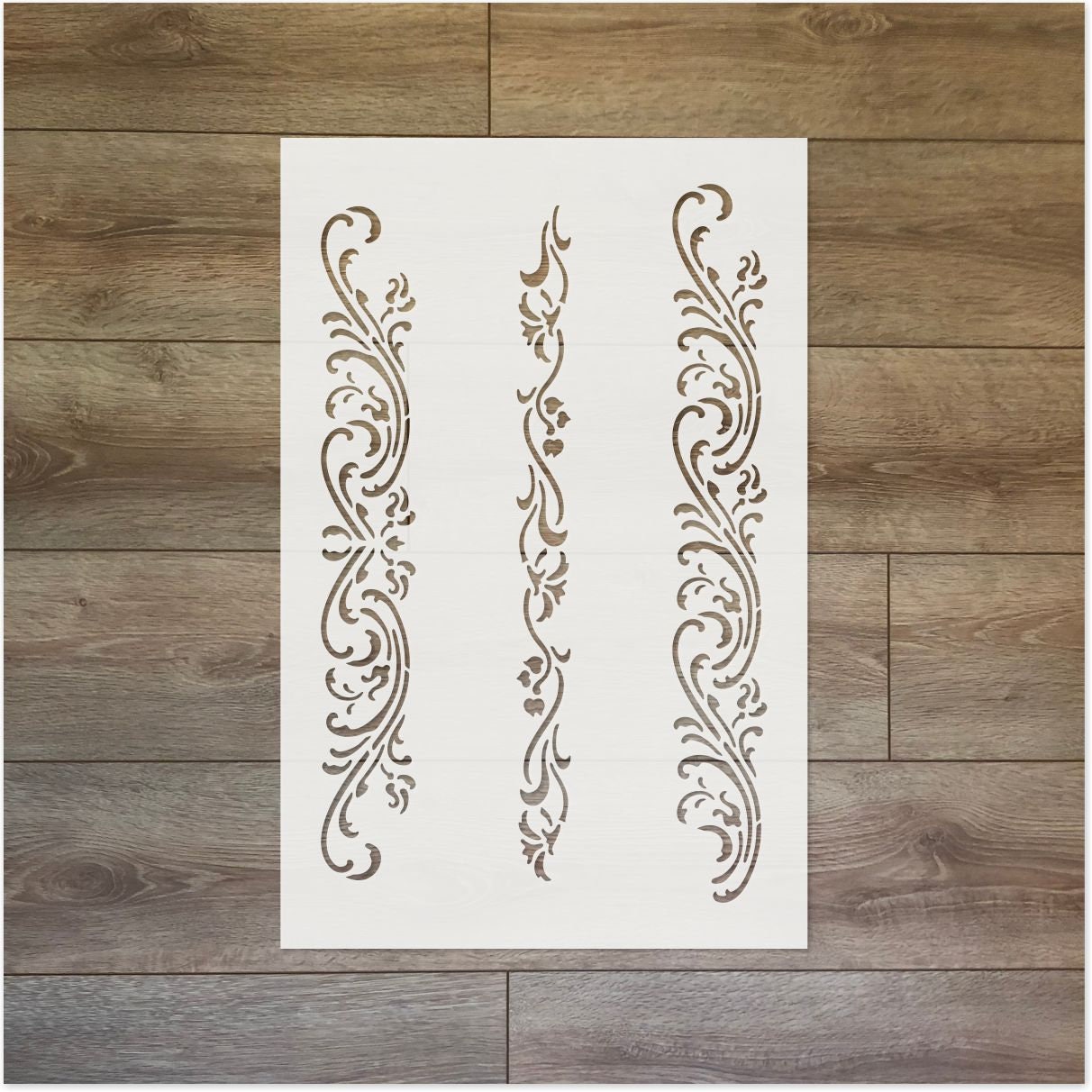 Border Lines, Swirlies Reusable Plastic Stencil